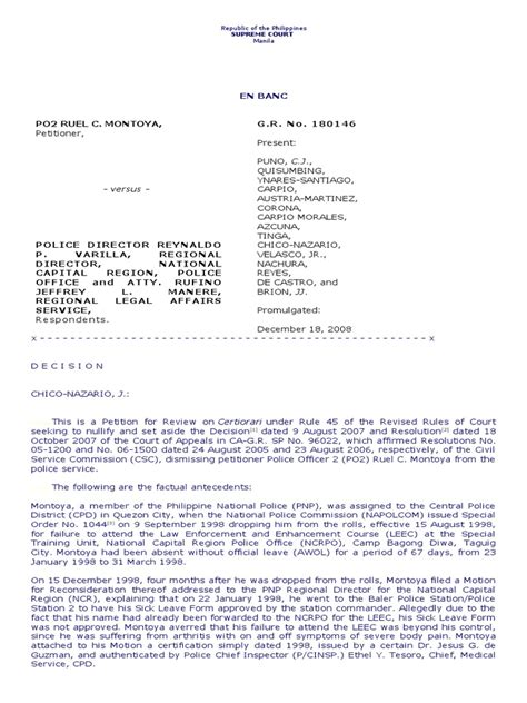pnp awol jurisprudence|G.R. No. 180146 .